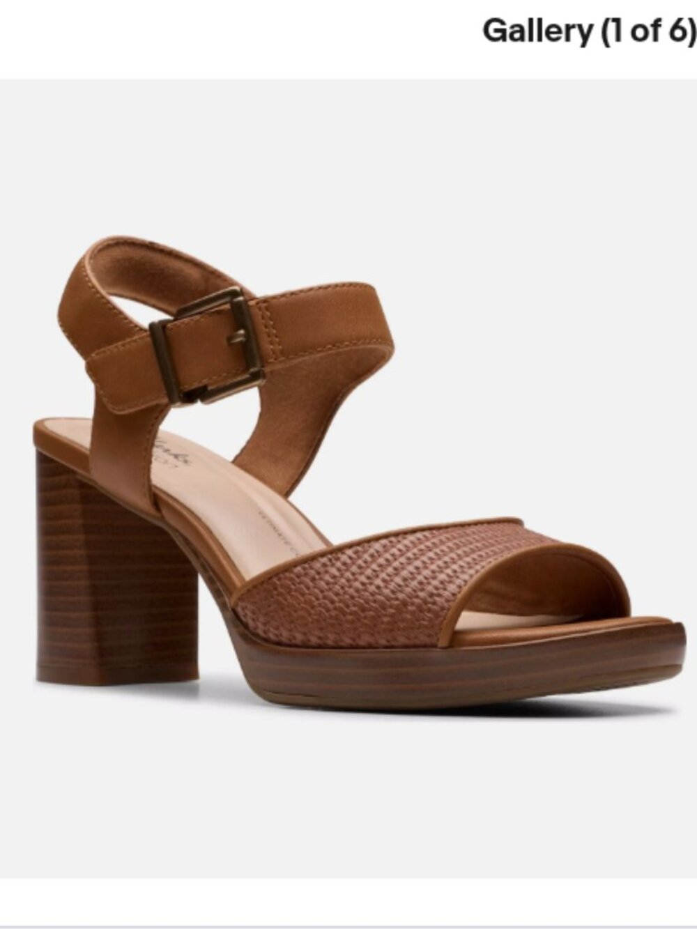 Clarks Collection Leather Heeled Sandals-Ambyrlyn Faye-Tan Interest-9M-A678873